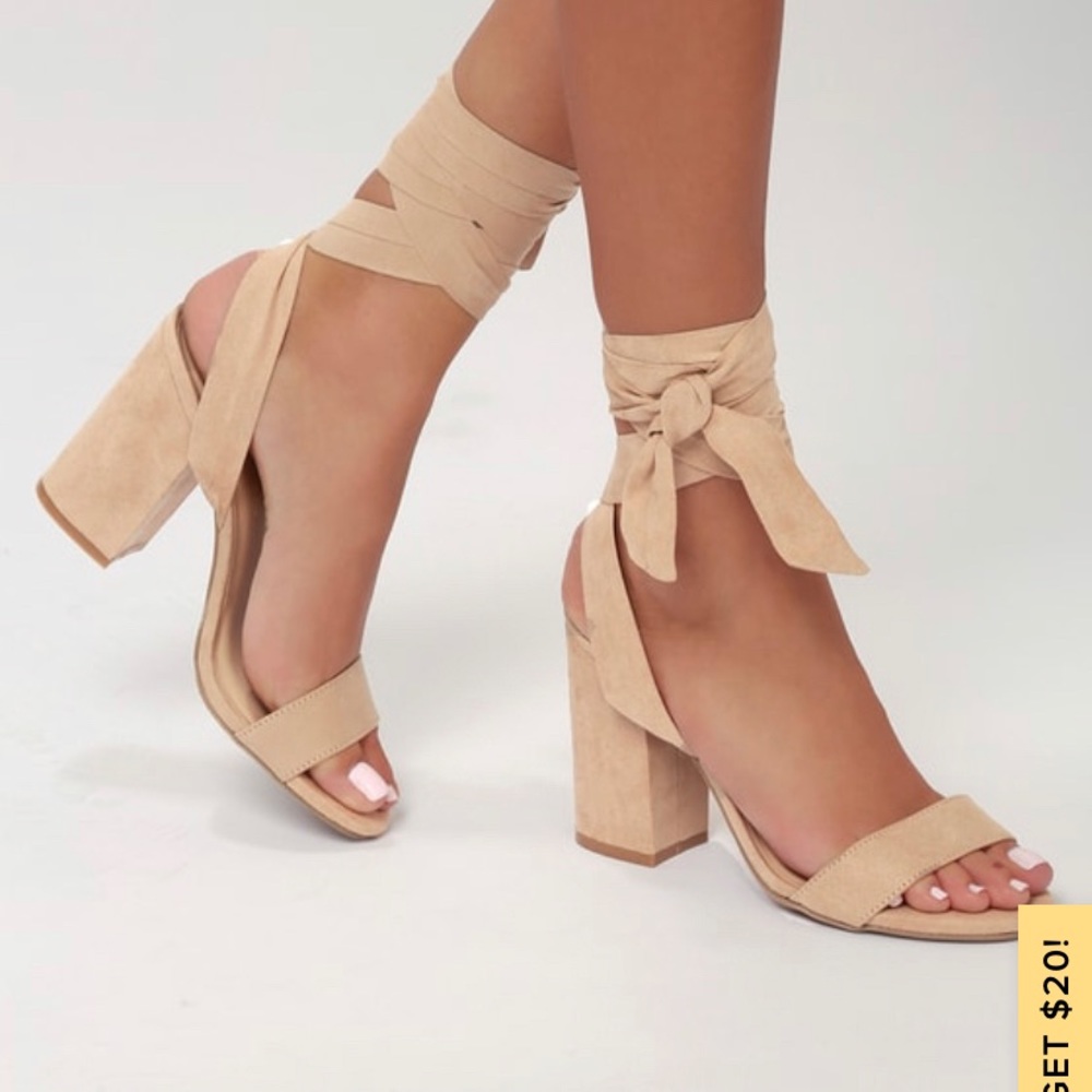 Lace up nude heels